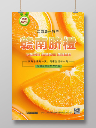 简约小清新橙子赣南脐橙水果水果店海报宣传模板